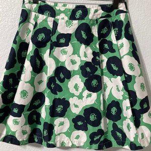Ann Taylor Pleated Skirt, Navy/Kelly Green, EUC